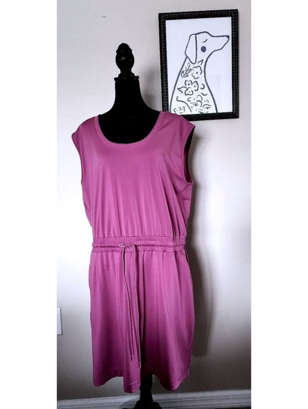 Lou & Grey Women's Sleeveless Pink Drawstring Waist Dress XL